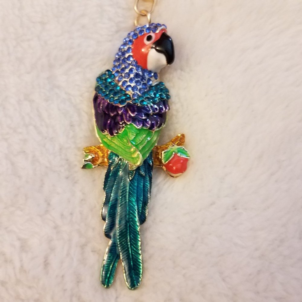 Rhinestone Parrot Keychain / Purse Charm